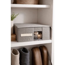 Prendi Home Pencereli Kapaklı Katlanabilir Çok Amaçlı Bez Saklama Kutusu Hurç Organizer Düzenleyici 37X32X15 cm