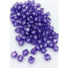 MidasTech Küp Boncuk Içten Boncuklu Bileklik Çanta Boncuğu 10 mm 50 gr Eflatun - BNC458 Nemere