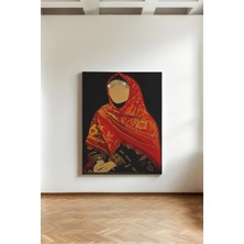 Kanvaspera Geleneksel Kırmızı Yazmalı Kız - Kanvas Tablo