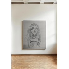 Kanvaspera Ceset Gelin, Corpse Bride Emily - Kanvas Tablo – Karanlık Çizim – Dekoratif Duvar Sanatı