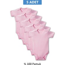 MidasTech Pembe Yarım Kol Body Zıbın 2-7 Yaş Çocuklar Için (5 Adet) Alttan Çıtçıtlı Özel Gereksin