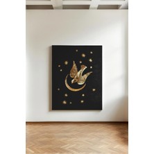 Kanvaspera Altın Kumru - Kanvas Tablo - Zarif, Simgesel ve Sükûnet Temalı Duvar Dekorasyonu