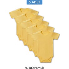 MidasTech Sarı Yarım Kol Body Zıbın 2-7 Yaş Çocuklar Için (5 Adet) Alttan Çıtçıtlı Özel Gereksin