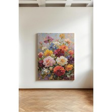 Kanvaspera Tuval Boya Renkli Çiçek - Kanvas Tablo - Yağlı Boya Görünümlü Duvar Dekorasyonu