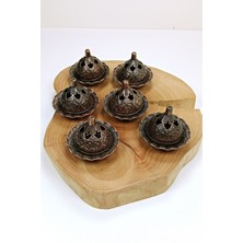 MidasTech 6 Lı Mini Eskitme Osmanlı Temalı Koyu Renk Lokumluk Sunum Nemere