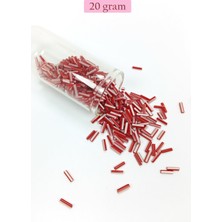 MidasTech Uzun Boru Kesme Boncuk Çap 2mm Uzunluk 10 mm - 20 Gram - Kırmızı Beyaz - BNC239 Nemere