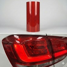 MidasTech Petek Desenli 3D Colormatik Far Filmi Stop Folyosu 1MX30CM Kırmızı Nemere