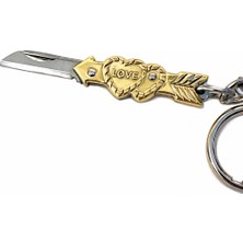 Haki Store Mini Çakı Anahtarlık Love Model – Paslanmaz Çelik Bıçaklı Dekoratif Cep Çakısı 5 cm