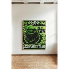 Kanvaspera Shrek Dev - Kanvas Tablo - Efsane Film Karesi, Yeşil Siyah Grafiti Sanatı Tablosu