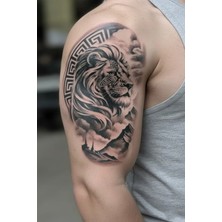 Tattoo Gerçekçi 3D Aslan Realistic Model Geçici Kol Bacak Geçici Sticker Yapıştırma Dövme