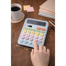 Renkli Masaüstü Hesap Makinesi – Büyük Tuşlu Modern Tasarım ve LCD Ekran Özelliği