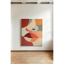 Kanvaspera Duyguların Yüzleri - Kübist Sima ve Dudaklar - Kanvas Tablo - Estetik Duvar Dekorasyonu