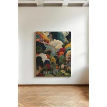 Kanvaspera Rengarenk Orman - Kanvas Tablo - Abstrakt Bulutlar ve Ağaçlar Temalı Çağdaş Duvar Dekorasyonu