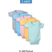 MidasTech Çok Renkli Yarım Kol Body Zıbın 2-7 Yaş Çocuklar Için (5 Adet) Alttan Çıtçıtlı Özel Ge