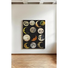 Kanvaspera Ay'ın Yüzleri - Tablo - Nostaljik, Boho ve Burç Temalı Duvar Dekoru - Gece Lambası Etkisi