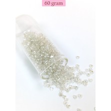 MidasTech Dökme Cam Kum Boncuk (8/0) 3 mm - 60 Gram - Şeffaf Gümüş - BNC201 Nemere