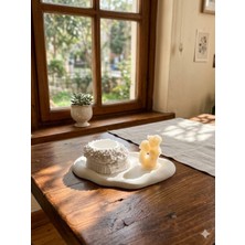 Doğal El Yapımı Dekoratif Melekli Mum ve Çiçekli Obje Seti