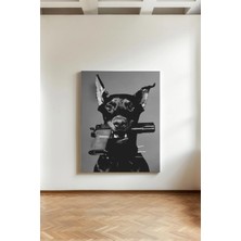 Kanvaspera Doberman - Kanvas Tablo - Siyah Beyaz, Güçlü ve Zarif Konseptli Çağdaş Duvar Dekorasyonu