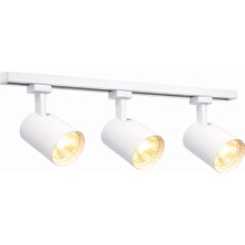 Ledarmy Modern 3’lü LED Ray Spot Aydınlatma Seti 30W Beyaz Monofaze Ray Sistem Ayarlanabilir Tavan Spotu 3200K Günışığı