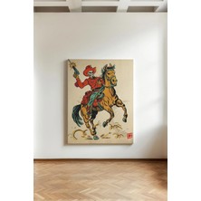 Kanvaspera Kafataslı Kovboy ve At - Kanvas Tablo - Çizgi Roman Stilinde, Klasik Batı Duvar Dekorasyonu