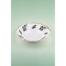 Bursa Porselen Dekor Yeşil Çiçek Antik Porselen Salata Kasesi