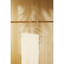 Ocean Home Textile 3 Katlı Ekru Renk Kumaş Kaplı Metal Elbise Kıyafet Askısı, Giysi Askısı 42x41x0.5 cm