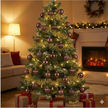 Parti Show 4 cm - Yılbaşı Lüks Top Süs Seti 24 Adet Kahverengi Simli-Parlak-Mat-Disco-Çizgili Asetatlı Kutu