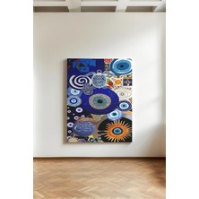 Kanvaspera Göz Boncuğu Kolajı – Rengarenk Kanvas Tablo – Uğur ve Koruma Simgesi Duvar Dekorasyonu