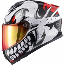 Givi Gıvı 50.x Bones Beyaz-Kırmızı Kask (Kırmızı Vizör)