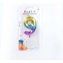 Parti Show Renkli Metalik Rakam Pasta Mum - 9