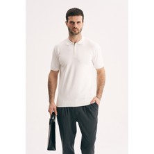 Silvano Erkek Fermuarlı Polo Yaka Triko Tişört - Slim Fit Yarım Fermuar Örme Polo