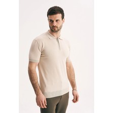 Silvano Erkek Fermuarlı Polo Yaka Triko Tişört - Slim Fit Yarım Fermuar Örme Polo