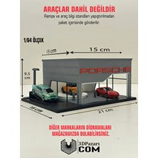 Butik 3D Baskı 1/64 Ölçekli Porsche Showroom Tasarımlı Garaj Yüksek Kaliteli PLA Malzemeden