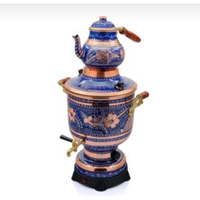 Airobazar %100 Saf Bakır Elektrikli Geleneksel Bakır Semaver El Yapımı Işlemeli, 6 Litre