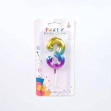 Parti Show Renkli Metalik Rakam Pasta Mum - 3