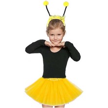 Gösteriler Için Sarı Arı Tütü Etek ve Sarı Ponponlu Arı Taç Seti Midastech