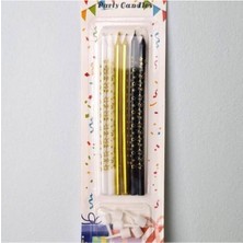 Parti Show Siyah Beyaz Gold Pasta Mumu Yıldız Desenli 6 Adet