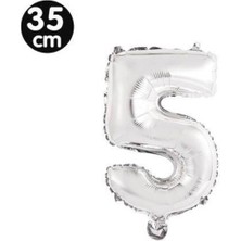 Parti Show 5 Rakam Folyo Balon Gümüş (35 Cm)
