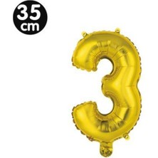 Parti Show 3 Rakam Folyo Balon Gold (35 Cm)
