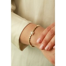 Aydın Kuyumculuk 14 Ayar Altın,bayan Baget Taşlı Bileklik AGBLK713