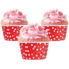 Parti Show Kırmızı Puanlı Muffin Kek Kapsülü (25 Adet) Muffin Kağıt Kırmızı