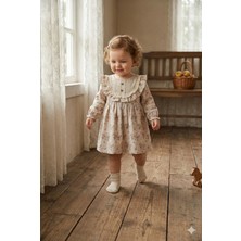 Vavbaby Bohem Stil Fırfırlı ve Dantel Işlemeli Pamuklu Kız Bebek Elbisesi