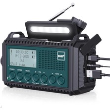 Rocam Dab/dab+/fm 5000 Mah Güneş Enerjili Dijital Acil Durum Radyosu