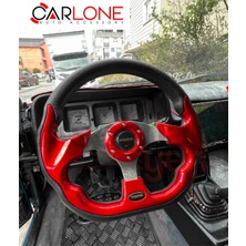 Carlone Momo Spor Direksiyon 32CM Kırmızı Altı Kesikli Yarış Spor Direksiyonu