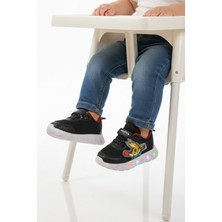 Ruffon Siyah Cırtlı Işıklı Fileli Hafif Bebek Spor Ayakkabı 1015 B