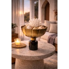 Aurelia Pirinç Kakma Kase – Mermer Ayaklı Dekoratif & Obje
