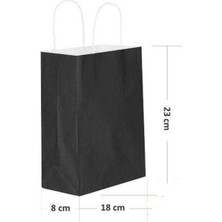 Parti Show Büküm Saplı Siyah Kağıt Çanta (18 x 23 Cm)