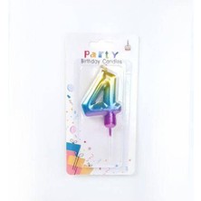 Parti Show Renkli Metalik Rakam Pasta Mum - 4