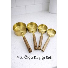 4’lü Ölçü Kaşığı Seti – Ahşap Saplı Pirinç Ölçü Kapları