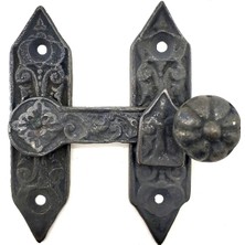 Antika Tarz Dekoratif Pirinç Kapı, Pencere Mandalı - 86X72 Mm, Oksit Midastech